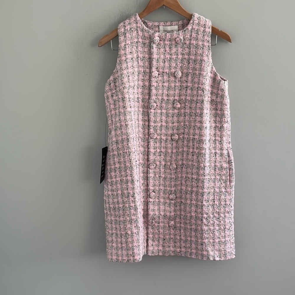 Pomander Place Pastel Pink Tweed Shift Mini Dress - Picture 3 of 3